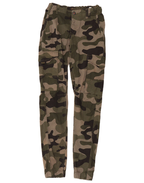 Calças cargo masculinas Jack & Jones 15-16 anos W24 L29 camuflagem cáqui