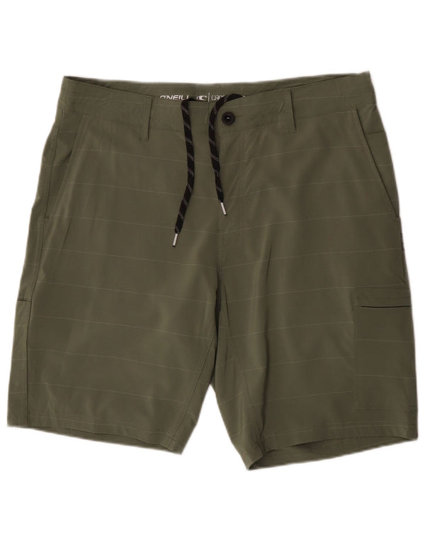 O'Neill Mens Cargo Shorts  W36 Large Green Striped Cotton