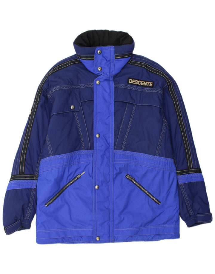 Descente Mens Hooded Ski Jacket IT 54 2XL Blue Colourblock Polyamide