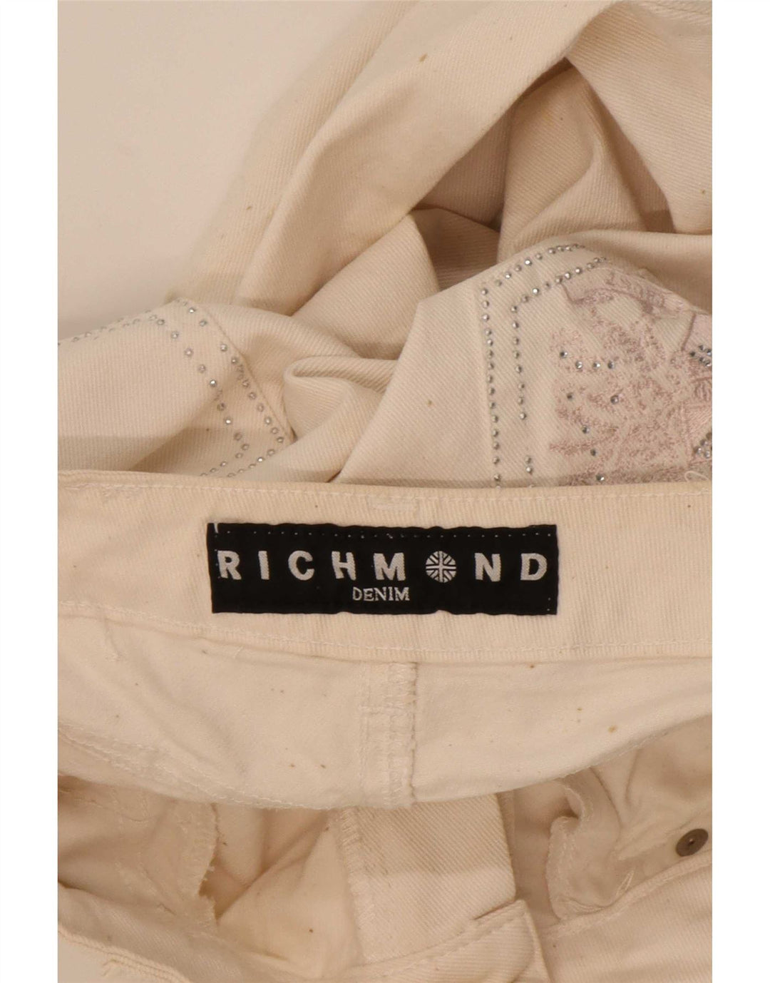 Calça jeans reta feminina Richmond W29 L33 algodão branco