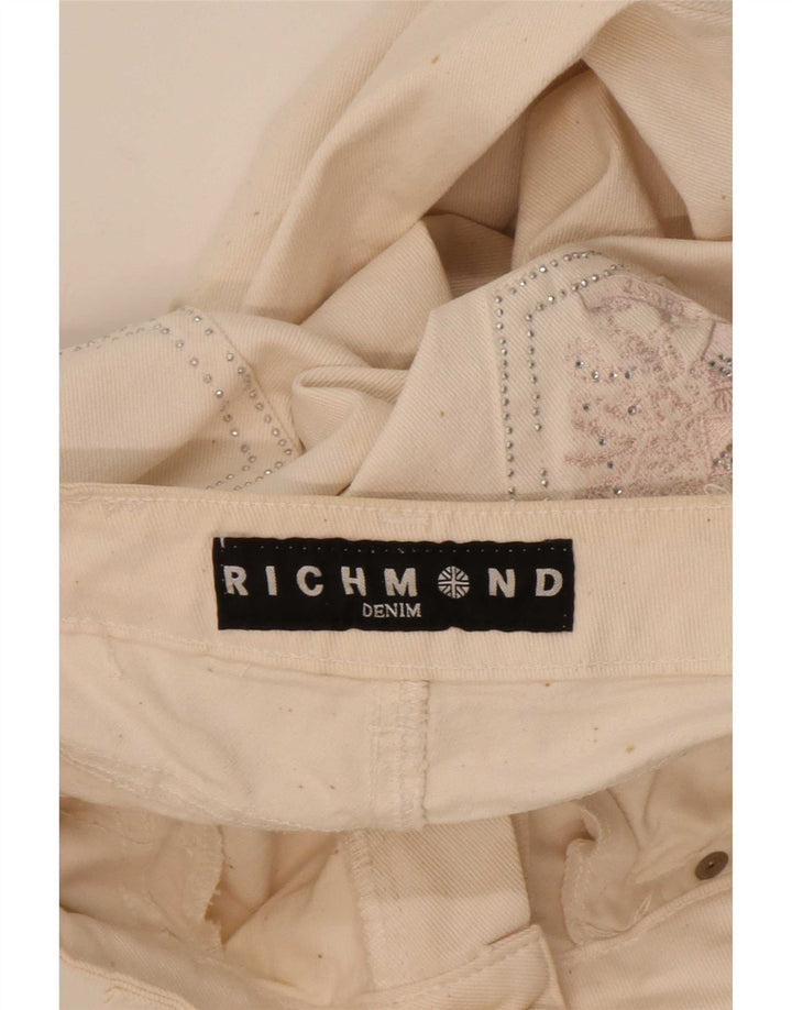 Calça jeans reta feminina Richmond W29 L33 algodão branco