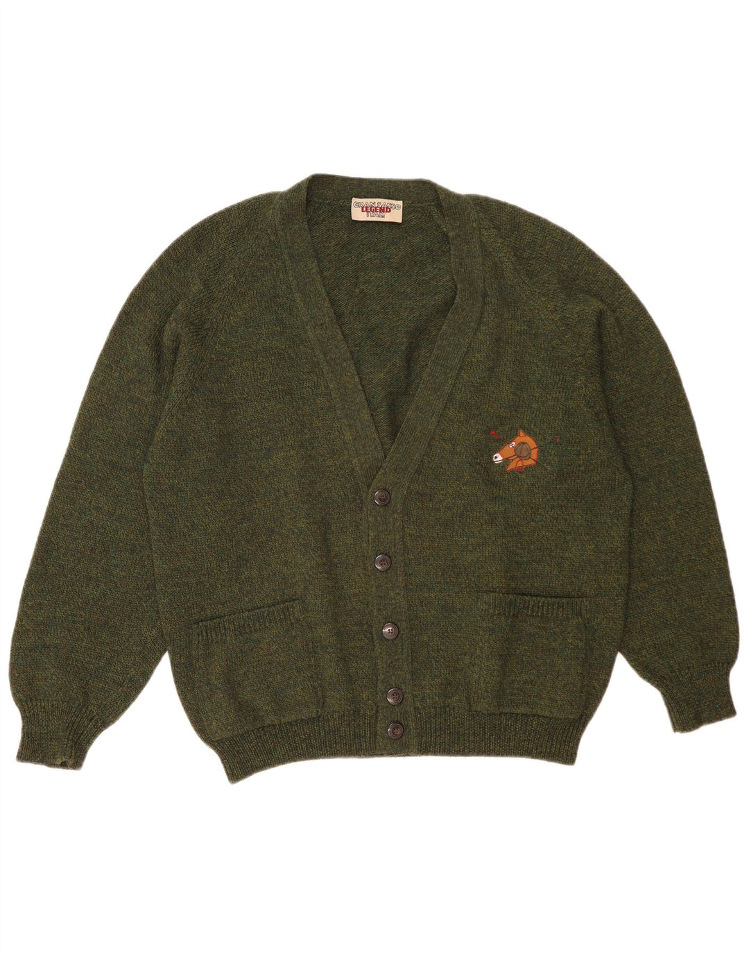 Gran Sasso Mens Cardigan Sweater XL Khaki Wool