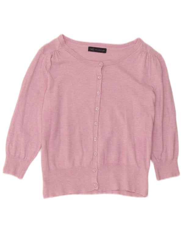 Marks & Spencer Γυναικείο πουλόβερ ζακέτα με μανίκια 3/4 UK 12 Medium Pink