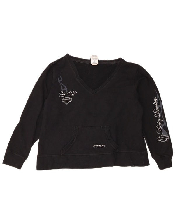Damska bluza Harley Davidson Graphic Crop Jumper UK 16, duża czarna