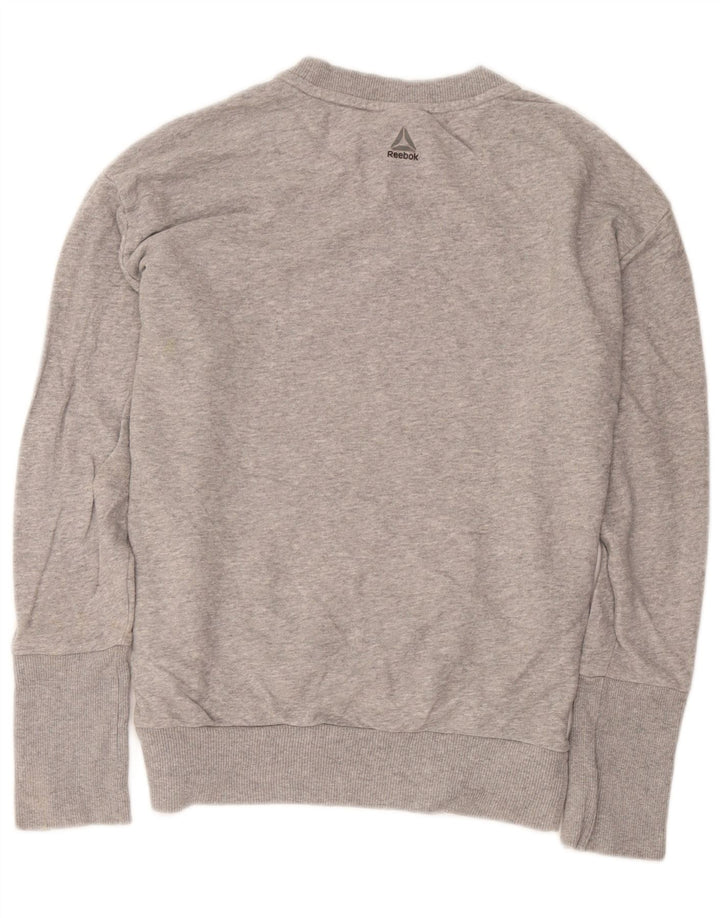 Reebok Womens Oversized Sweatshirt Jumper UK 8/10 Small Grey Cotton