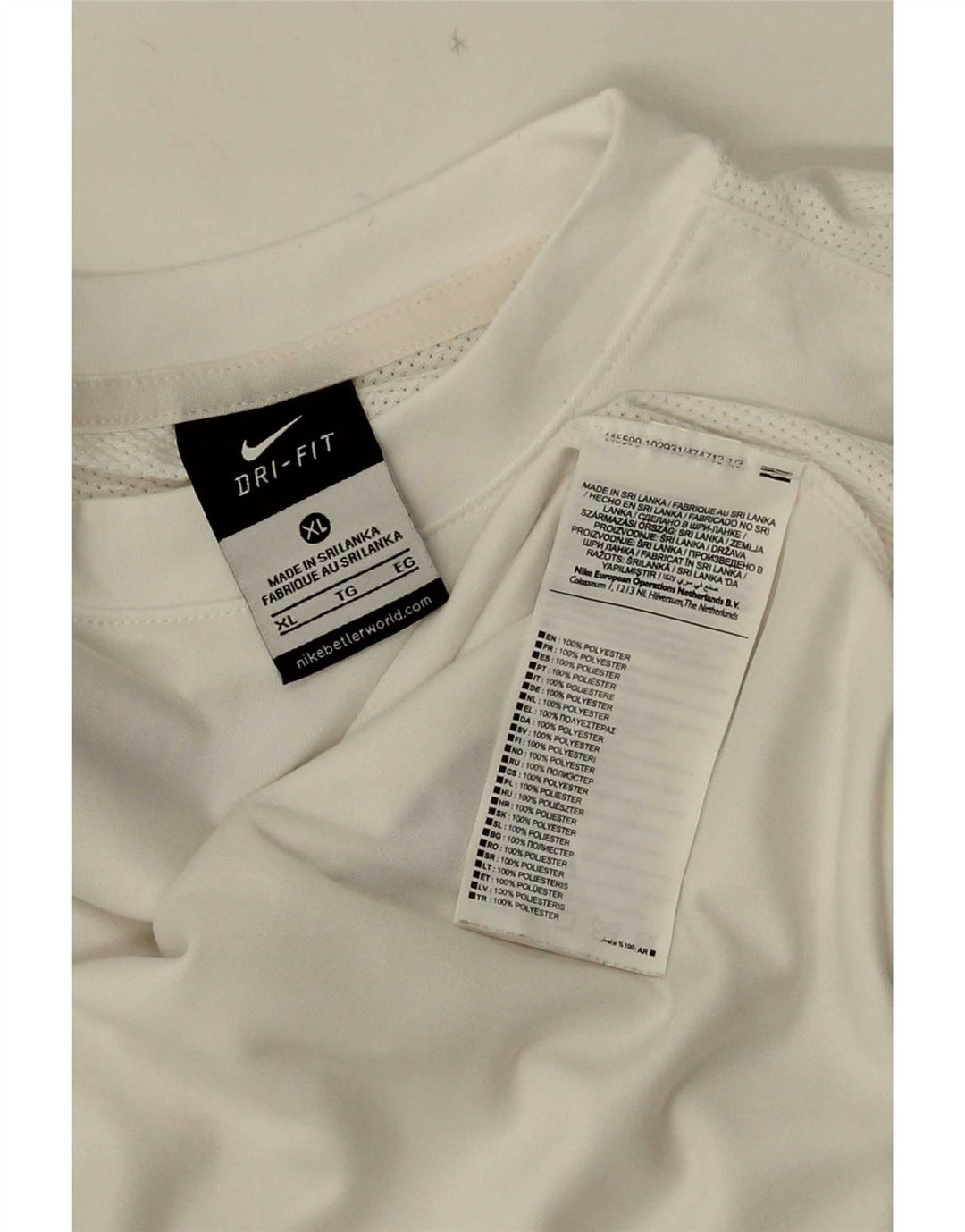 Nike Mens Dri Fit T-Shirt Top XL White Colourblock Polyester