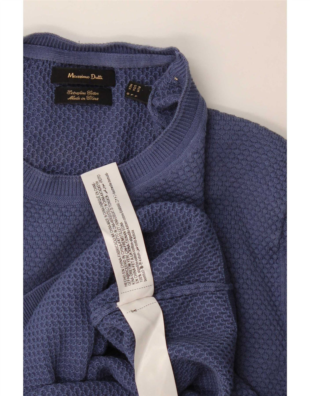 Massimo Dutti Mens Crew Neck Jumper Sweater Large Blue Cotton