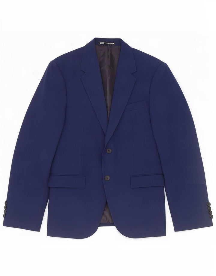 Zara Chaqueta tipo blazer de 2 botones para hombre EU 48 Azul marino mediano