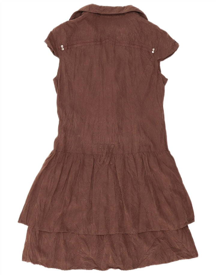 VINTAGE Womens A-Line Dress EU 38 Medium Brown Polyester