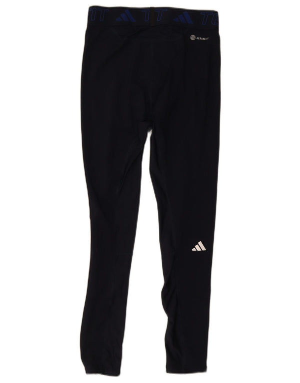 Adidas Womens Aeroready Leggings UK 12 Medium Navy Blue Polyester