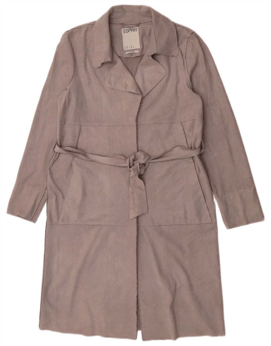 Esprit Damen-Trenchcoat aus Wildlederimitat, UK 14, Mittelgrau, Polyester