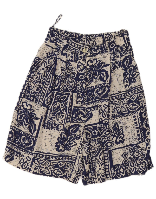 Vintage-Damen-Shorts mit hoher Taille, lässig, Größe M, W28, blau geblümt