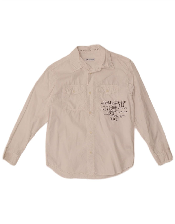 Trussardi Boys Graphic Shirt 8-9 Years White Cotton