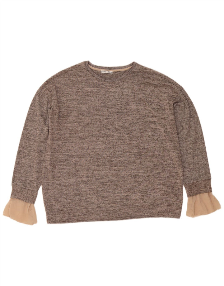Zara Womens Sweatshirt Jumper UK 14 Medium Grey Flecked