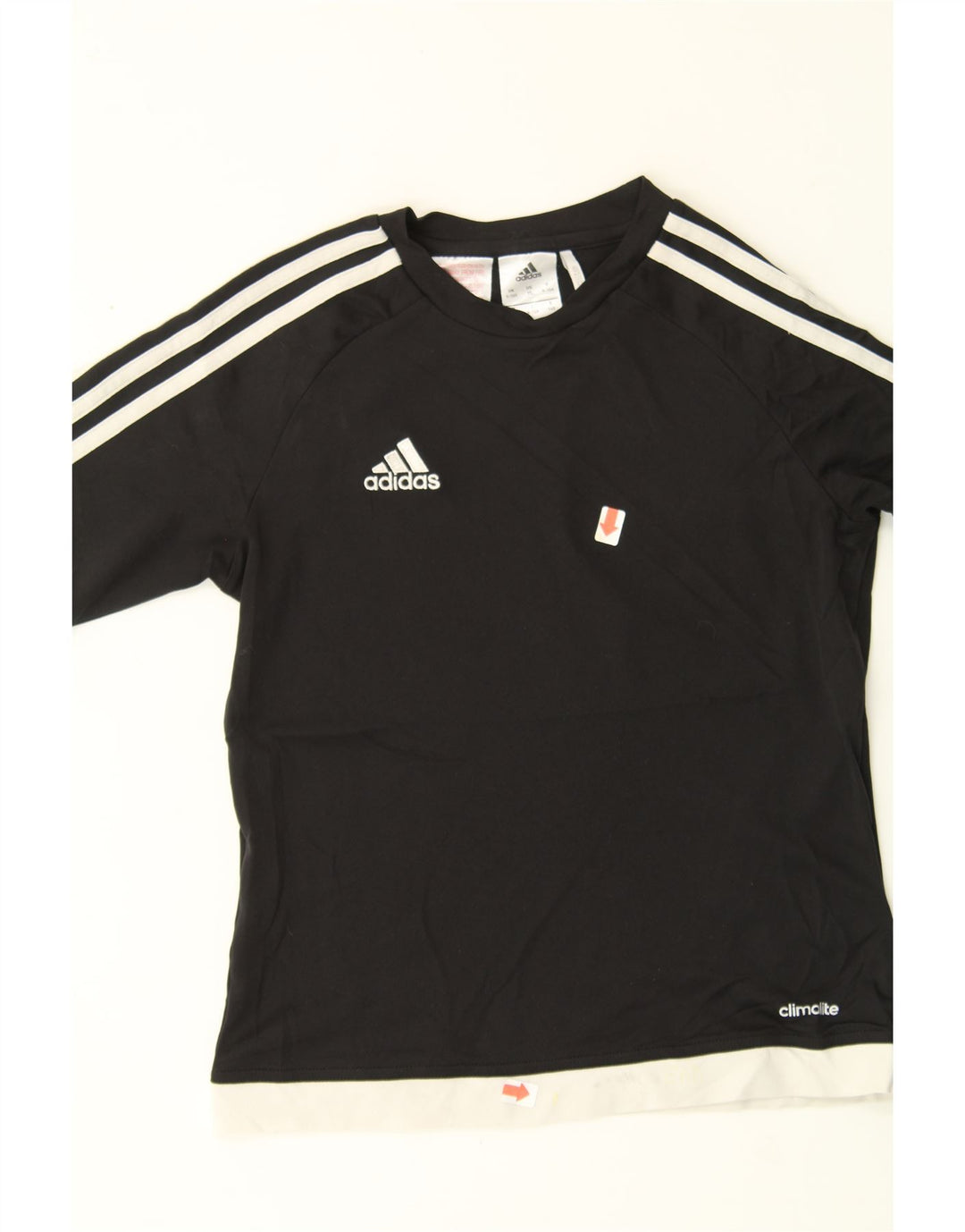 ADIDAS Boys Climalite T-Shirt Top 9-10 Years Black Colourblock Polyester Vintage Adidas and Second-Hand Adidas from Messina Hembry 