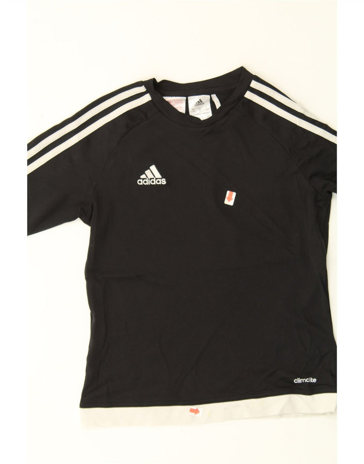 ADIDAS Boys Climalite T-Shirt Top 9-10 Years Black Colourblock Polyester Vintage Adidas and Second-Hand Adidas from Messina Hembry 