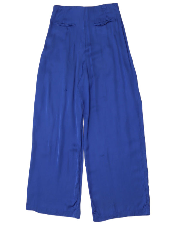 Zara kvinders højtaljede brede ben Casual bukser Medium W28 L30 Blå