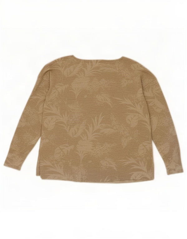Oasis Womens Oversized Boat Neck Jumper Sweater UK 10 Small Beige Floral