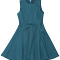 Abito a trapezio senza maniche da donna DKNY US 10 grande poliestere geometrico blu