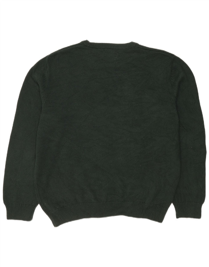 Maglione maglione girocollo da uomo Chaps XL in cotone verde