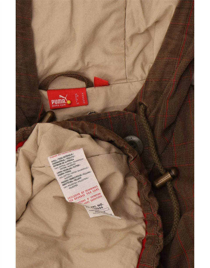 Puma Damen-Parka mit Kapuze, UK 12, mittelbraun, kariert, Baumwolle