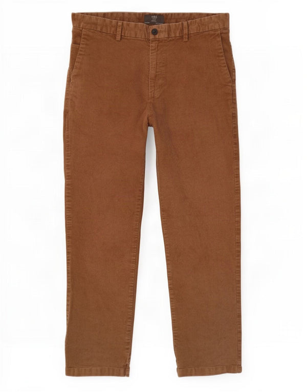 Pantaloni pentru bărbați Marks & Spencer, cu ajustare normală, din velur, W36 L29, bej, bumbac