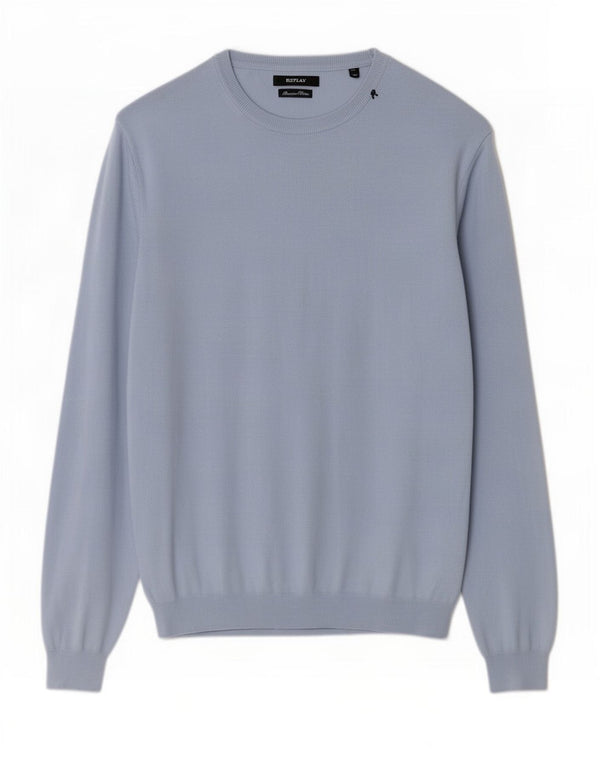 Replay Mens Boat Neck Jumper Sweater XL Blue Cotton
