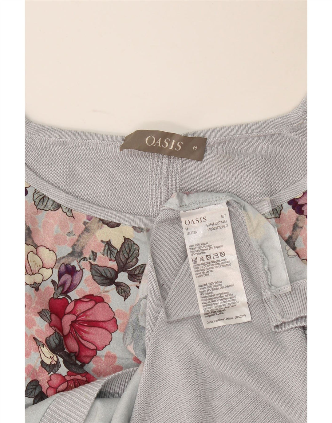 Oasis Womens Oversized Boat Neck Jumper Sweater UK 14 Medium Blue Floral