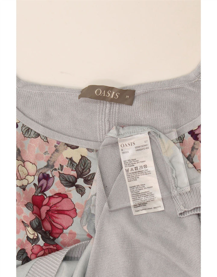 Oasis Womens Oversized Boat Neck Jumper Sweater UK 14 Medium Blue Floral