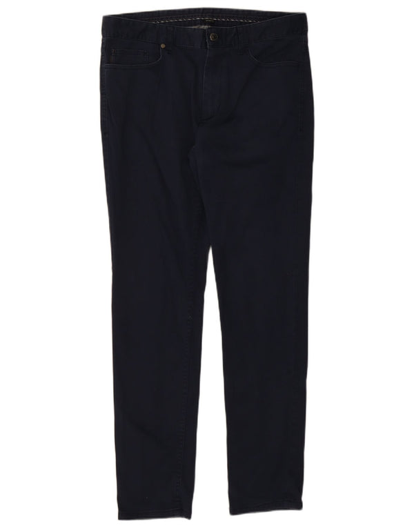 Zara Mens Slim Casual Pantalones EU 42 Large W32 L30 Azul Marino Algodón