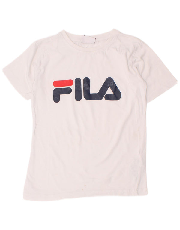 Fila Boys Graphic T-Shirt Top 7-8 ετών Λευκό βαμβακερό