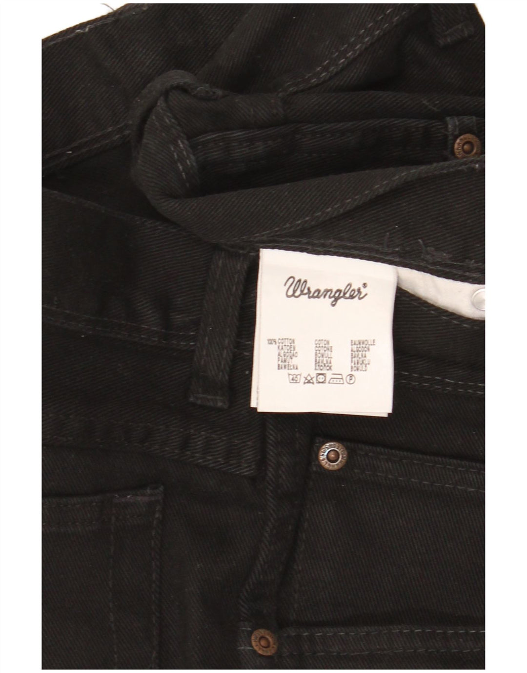Wrangler Mens Regular Fit Straight Jeans W38 L30 Black Cotton