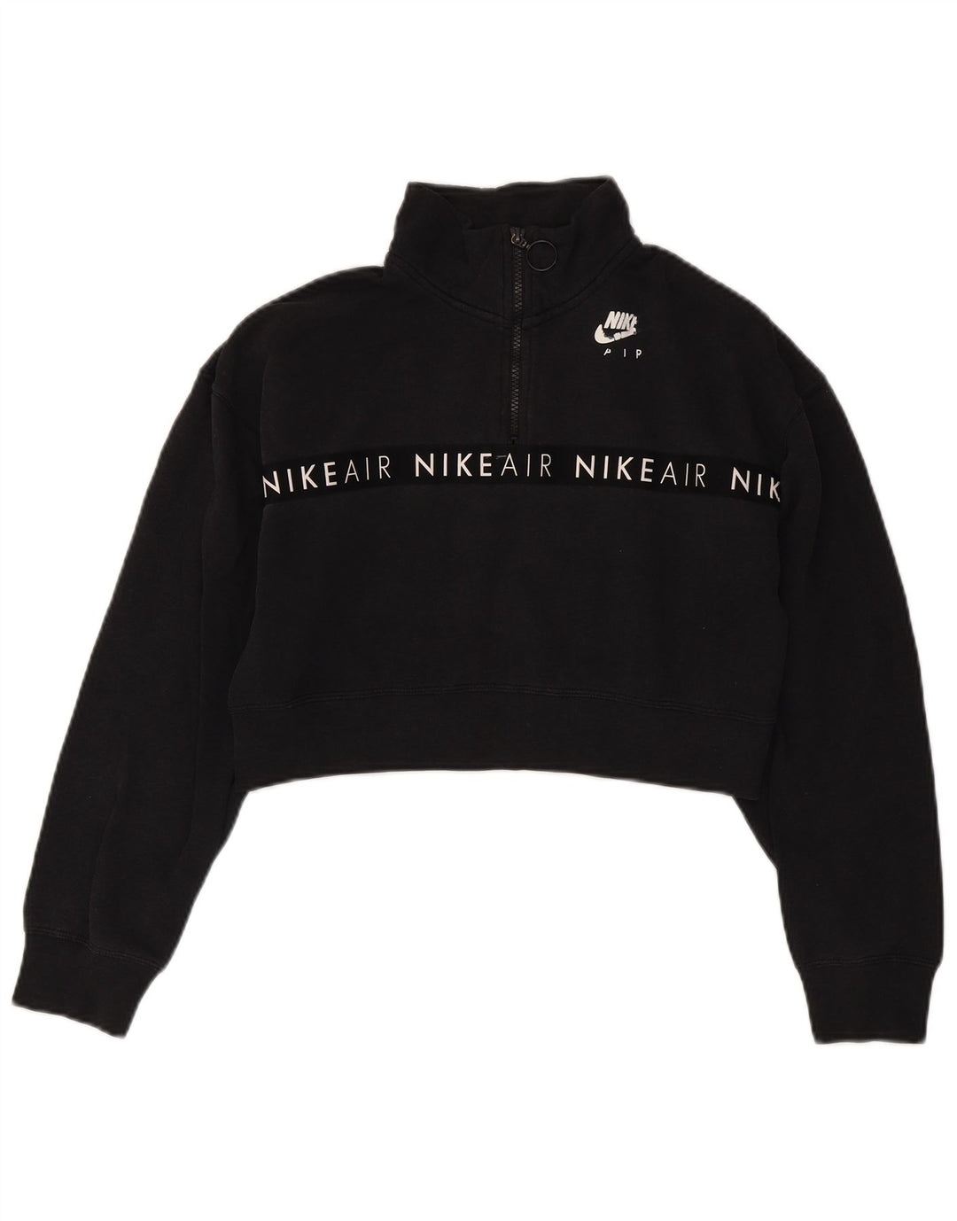 Nike Womens Oversized Graphic Crop Sweatshirt Jumper UK 10 Small Black