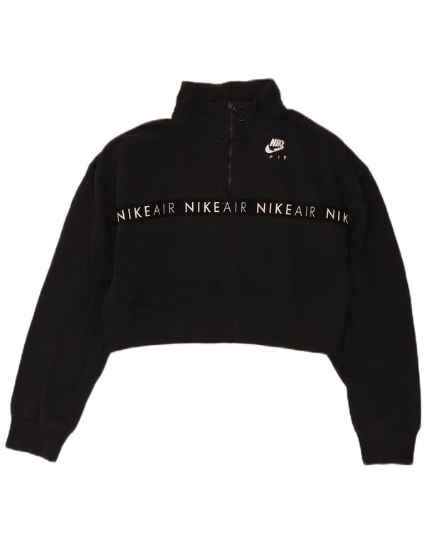 Nike Womens Oversized Graphic Crop Sweatshirt Jumper UK 10 Small Black