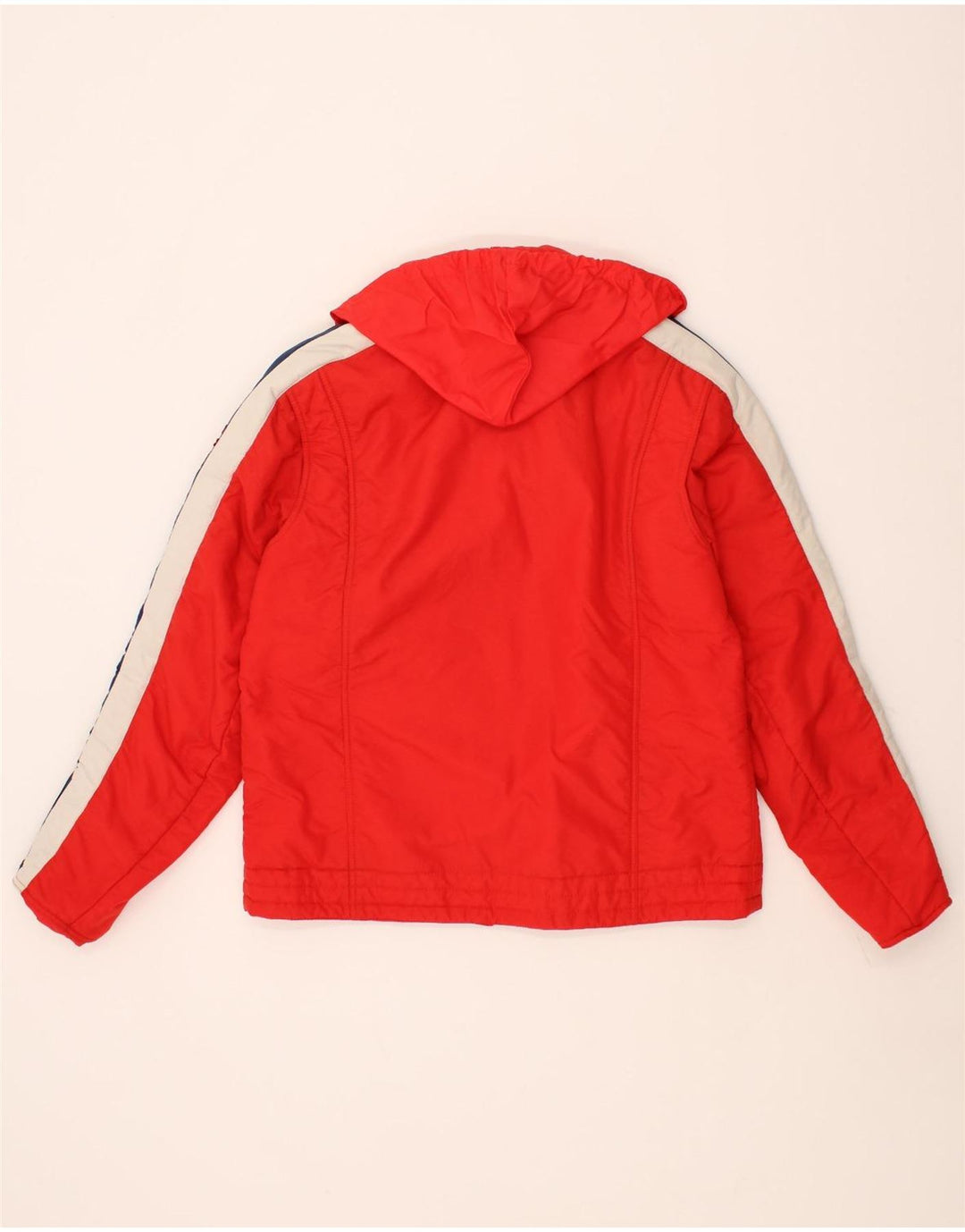 ELHO Mens Hooded Windbreaker Jacket UK 40 Large Red Colourblock Polyamide Vintage Elho and Second-Hand Elho from Messina Hembry 