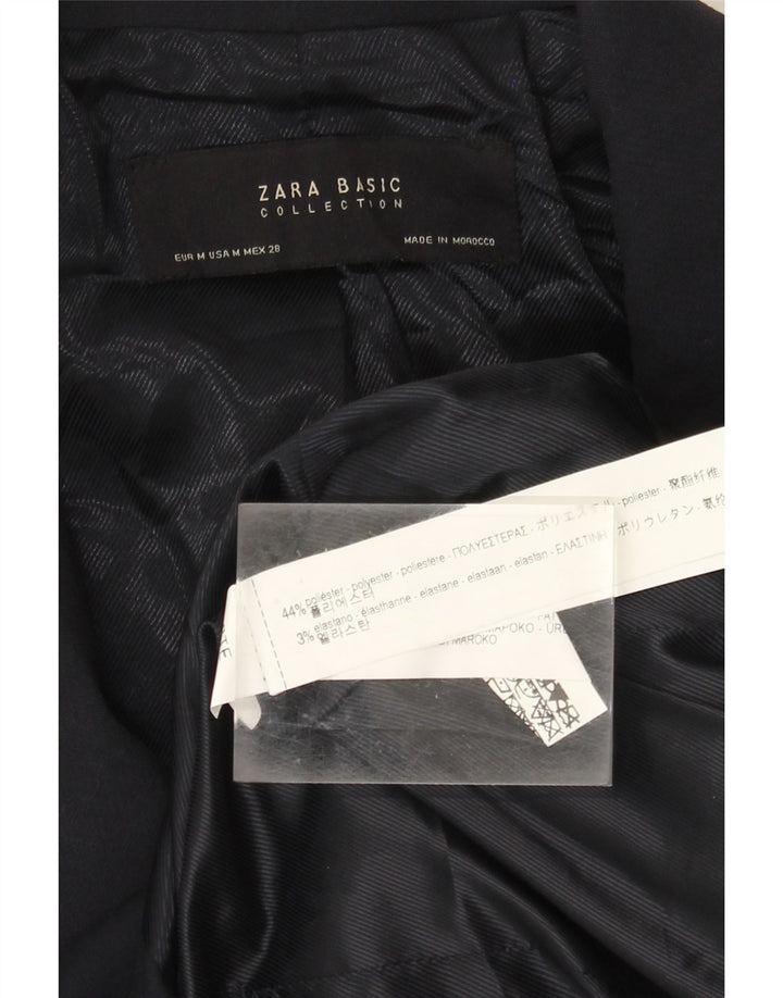 Zara Womens Longline Double Breasted Blazer Jacket UK 12 Medium Navy Blue