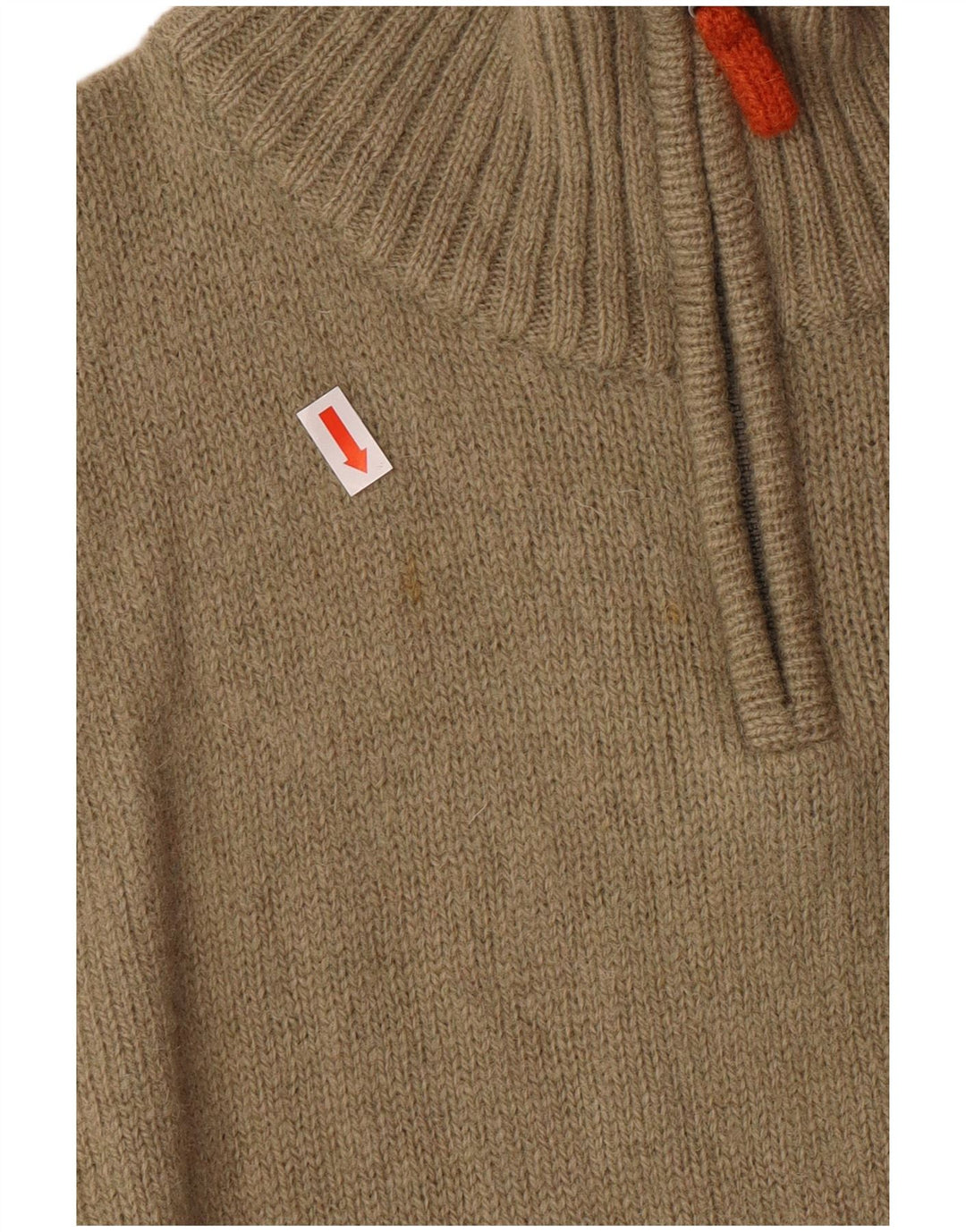 Kappa Womens Zip Neck Jumper Sweater Medium Beige Striped Wool Classic