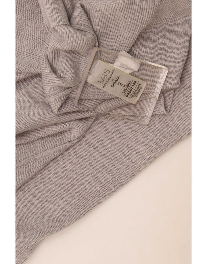 Maglione cardigan aperto lungo da donna Marks & Spencer UK 10 piccolo grigio