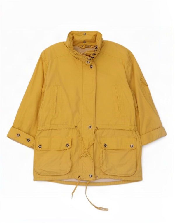 Vintage mujer con capucha abrigo cortavientos de gran tamaño Reino Unido 18 XL amarillo