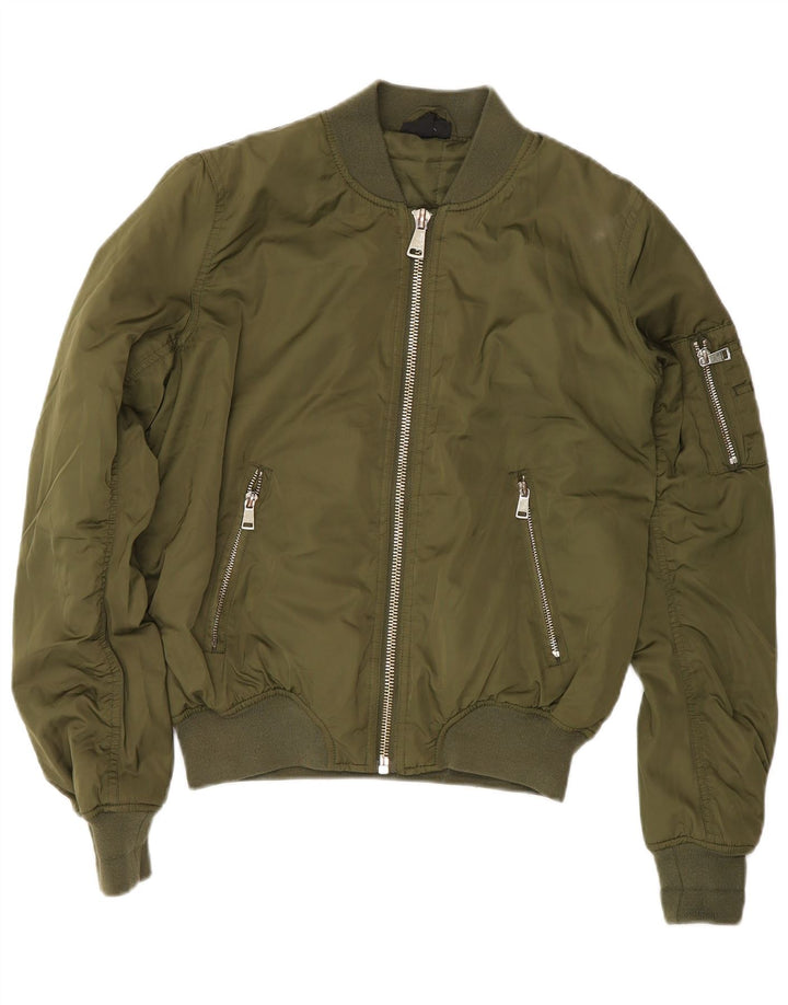 Giubbotto bomber imbottito da donna Topshop UK 8 piccolo poliestere verde