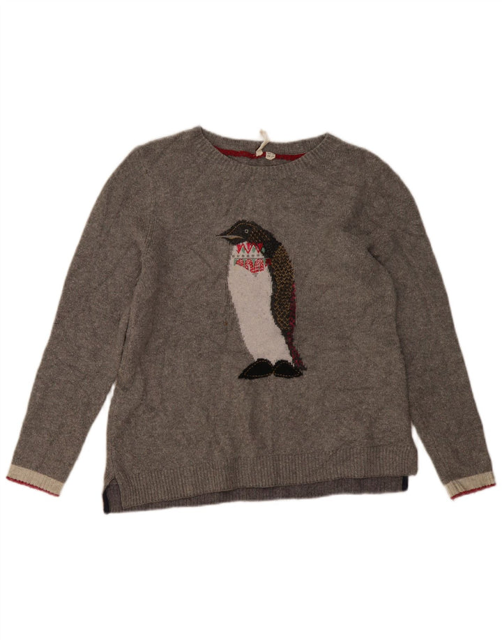 White Stuff Womens Boat Neck Jumper Sweater UK 10 Small Grey Novelty