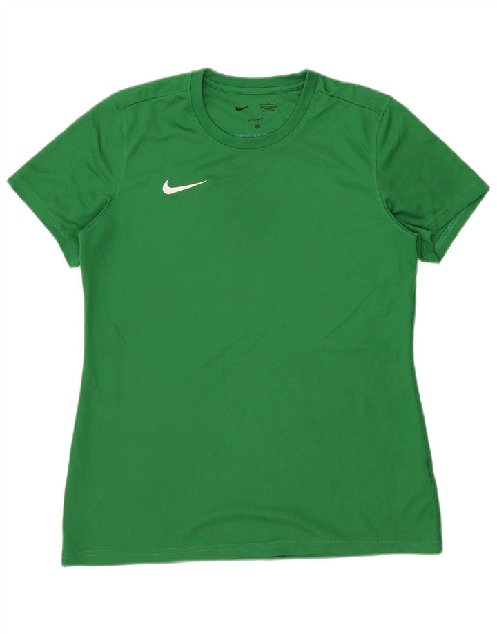 Nike Dame Dri Fit T-Shirt Top UK 14 Stor Grøn Polyester