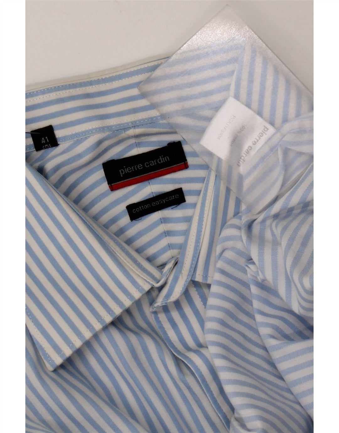 Pierre Cardin Mens Shirt Size 41 Medium Blue Striped Cotton