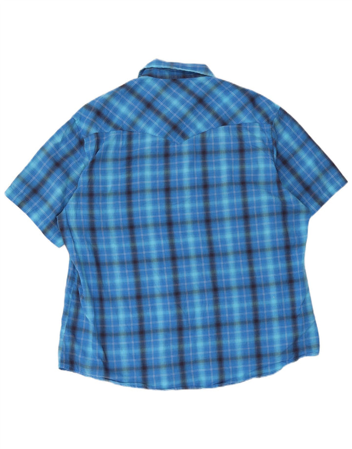 Wrangler Mens Short Sleeve Shirt Large Blue Plaid