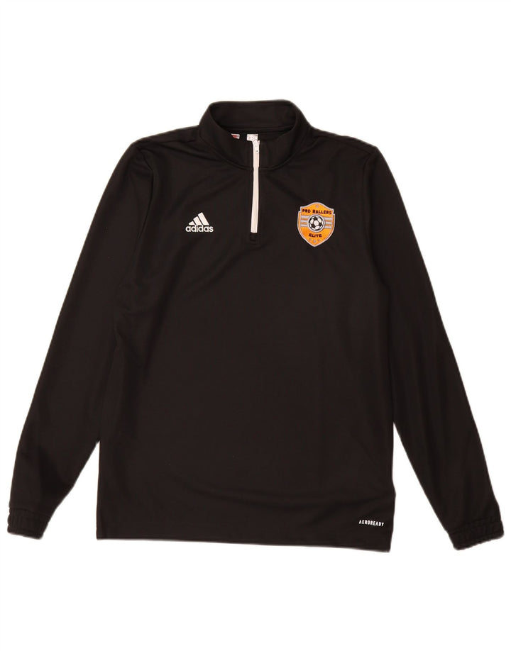 Adidas Boys Aeroready Zip Neck Pullover Tracksuit Top 13-14 Years Black