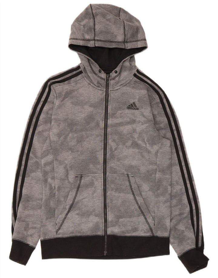 Adidas Mens Climalite Zip Hoodie Sweater Small Grey Spotted Polyester