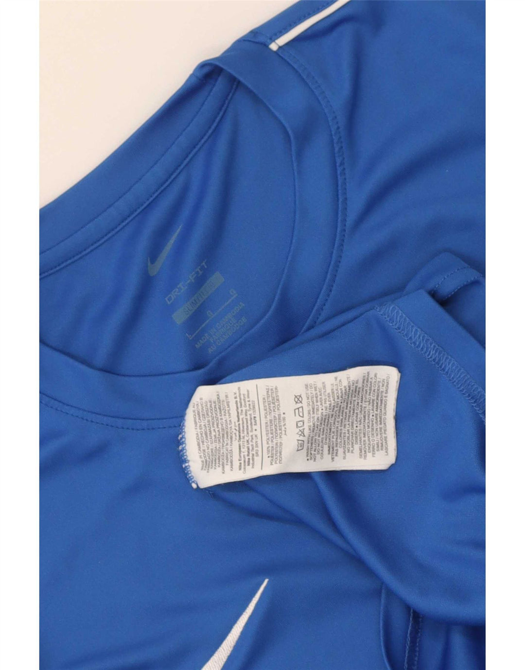 Nike Herre Dri Fit Slim Fit T-Shirt Top Stor Blå Polyester