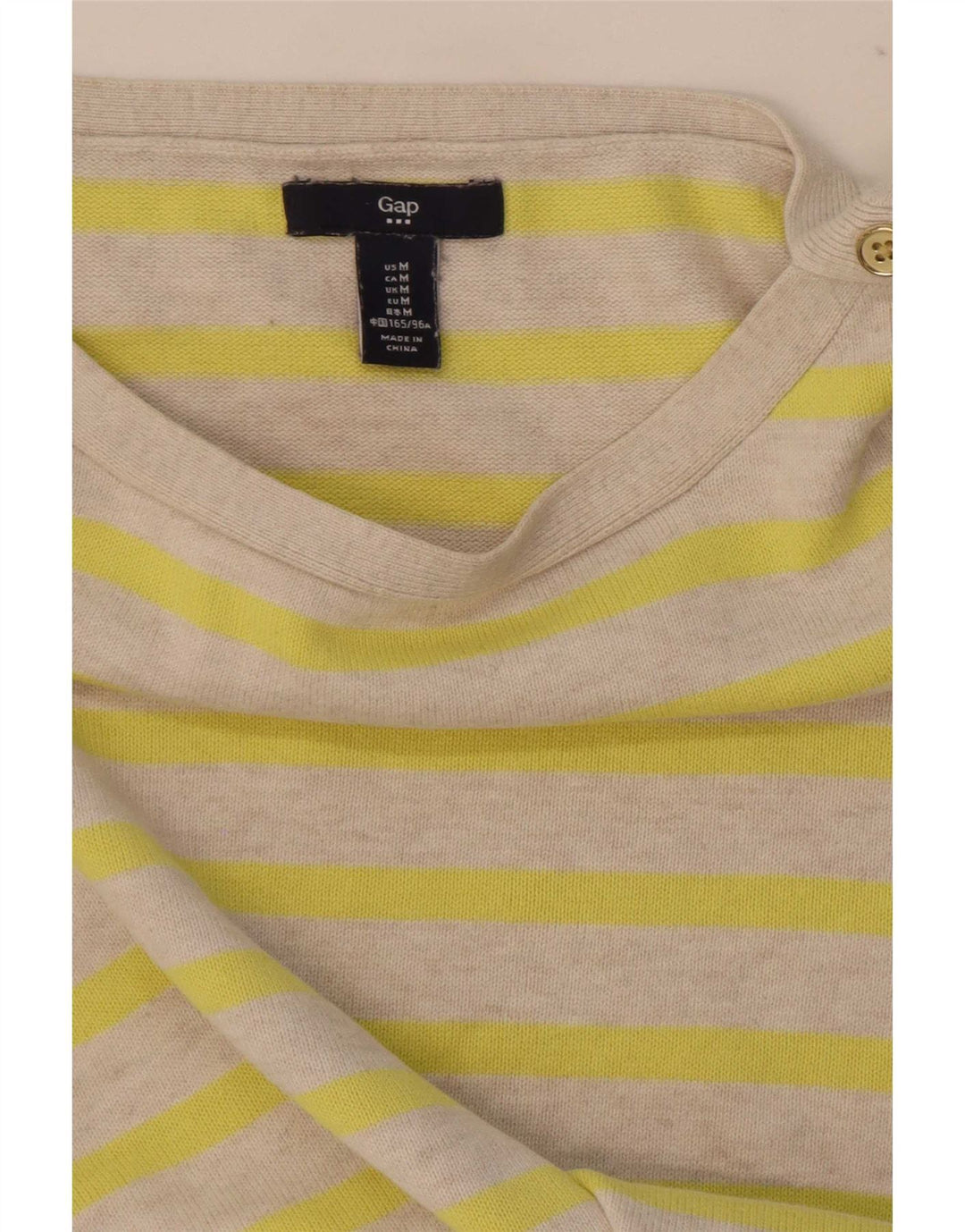 Gap Womens 3/4 Sleeve Blouse Top UK 12 Medium Beige Striped