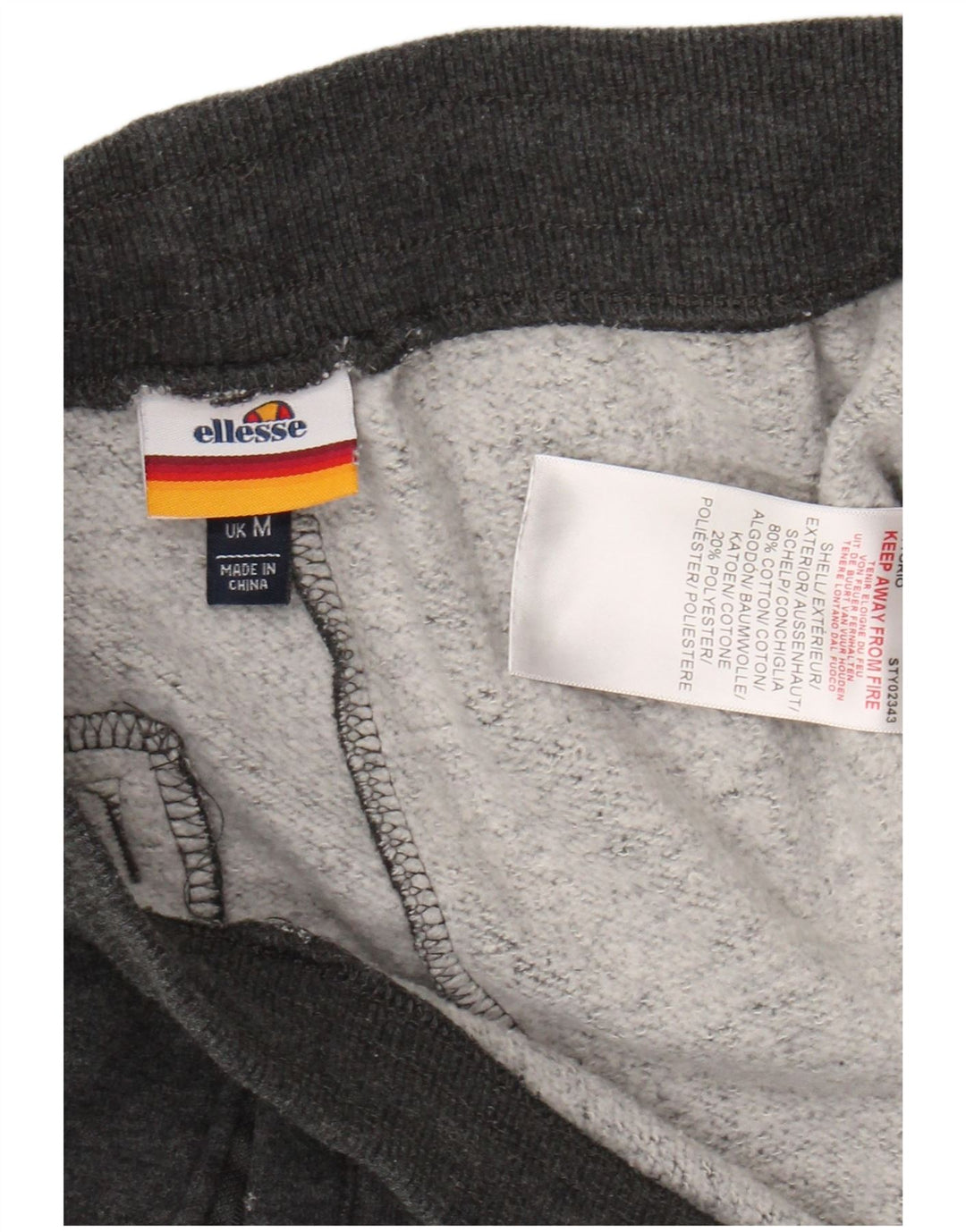 ELLESSE Mens Tracksuit Trousers Joggers Medium Grey Cotton