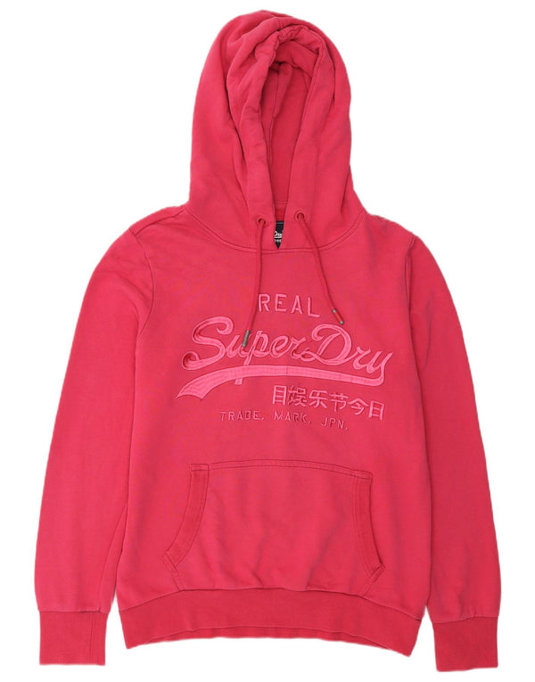 Superdry Womens Graphic Hoodie Jumper UK 14 Large Pink Cotton